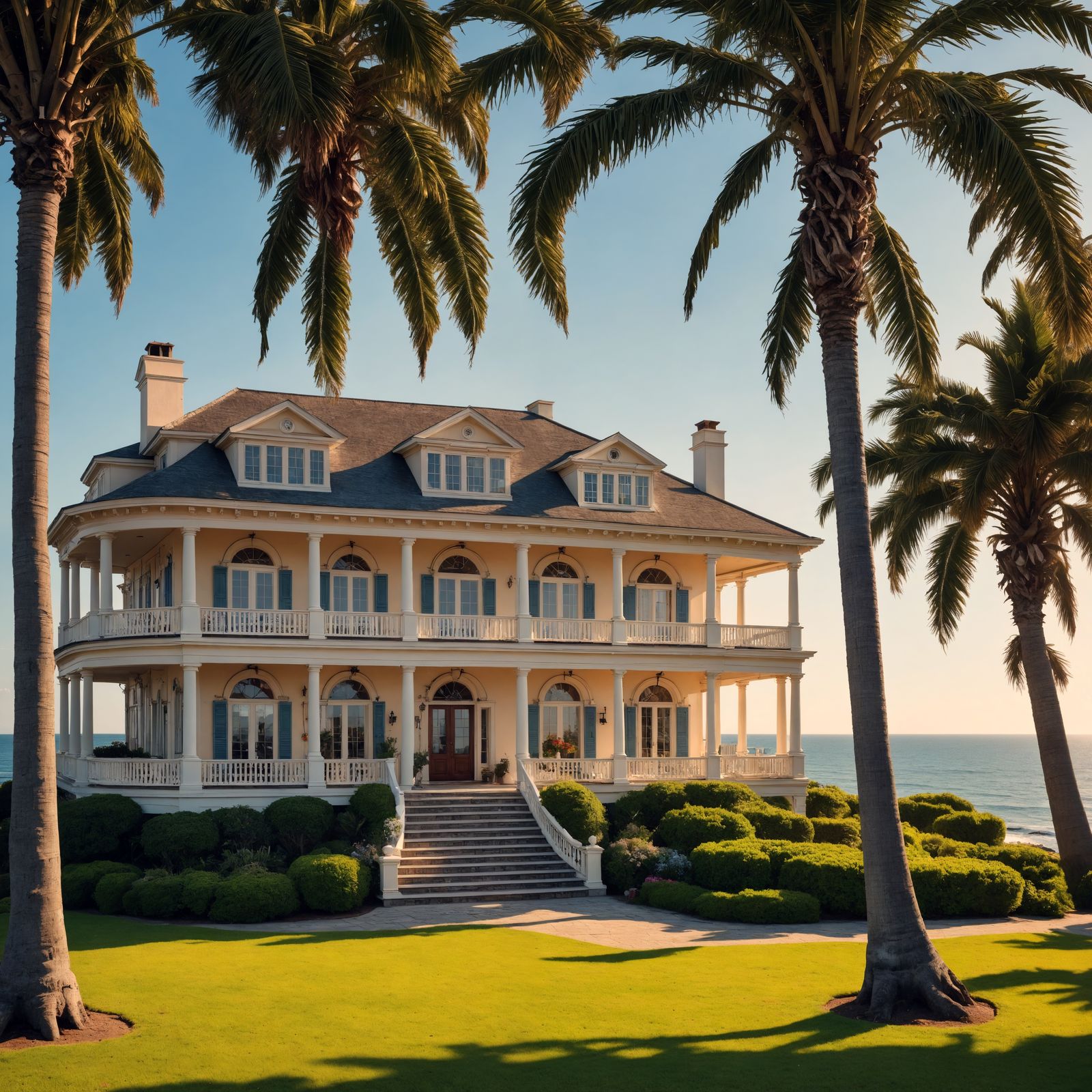 Seaside Mansion with Ocean View, Hyperrealistic HDR