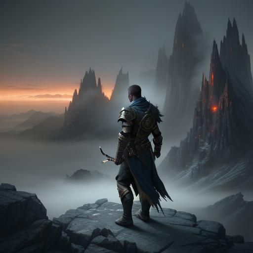 Mystical Assassin on Misty Mountain Ledge