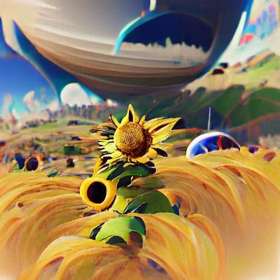 Giant Sunflower Planet in Digital Art