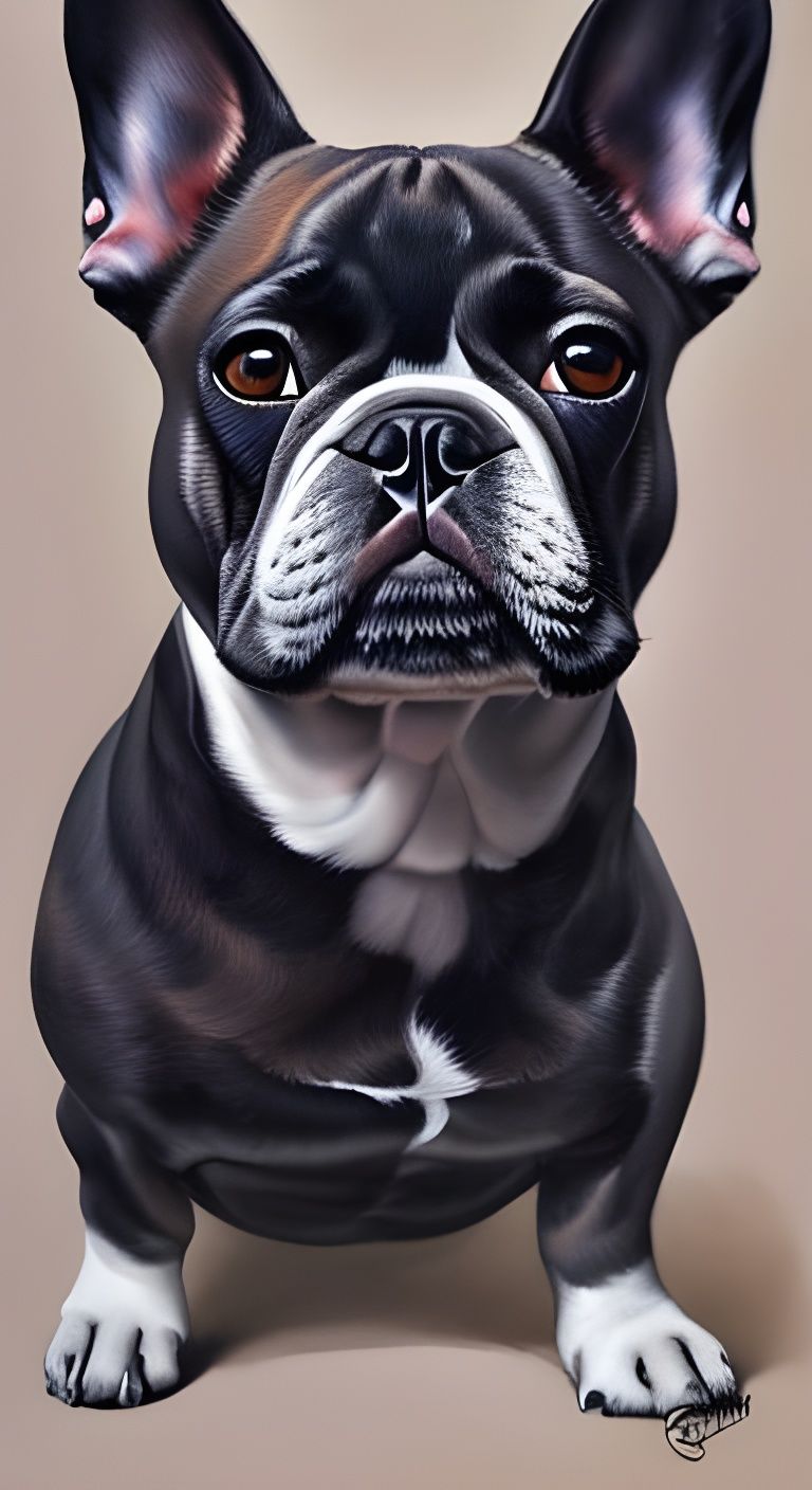 Happy French Bulldog Watercolour Portrait in Pixar Style