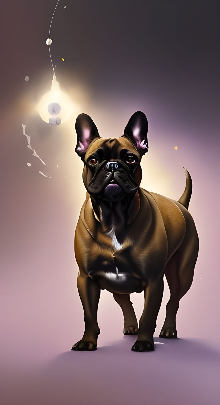 Happy French Bulldog Portrait in Watercolor Style