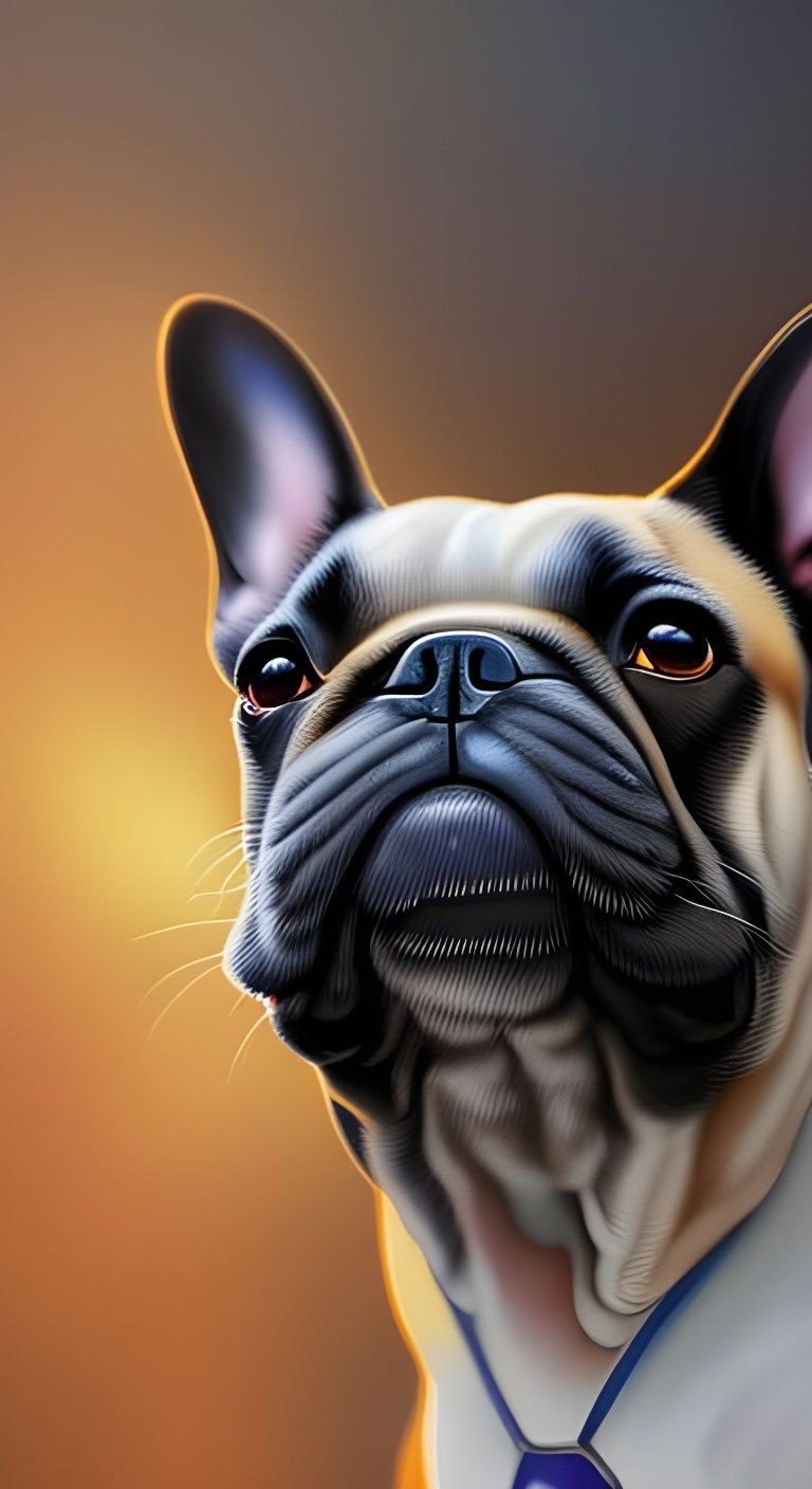 Happy French Bulldog Watercolour Portrait in Pixar Style