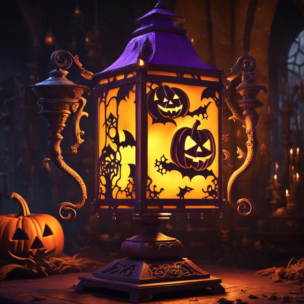 Halloween Lamp in Dark Fantasy Style, 8K