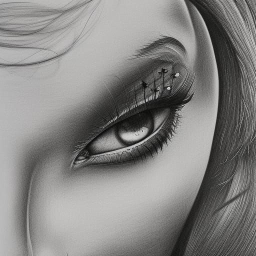 Hyperdetailed Charcoal Line Art Drawing