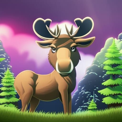 Moose Portrait in Dreamlike Anime Style