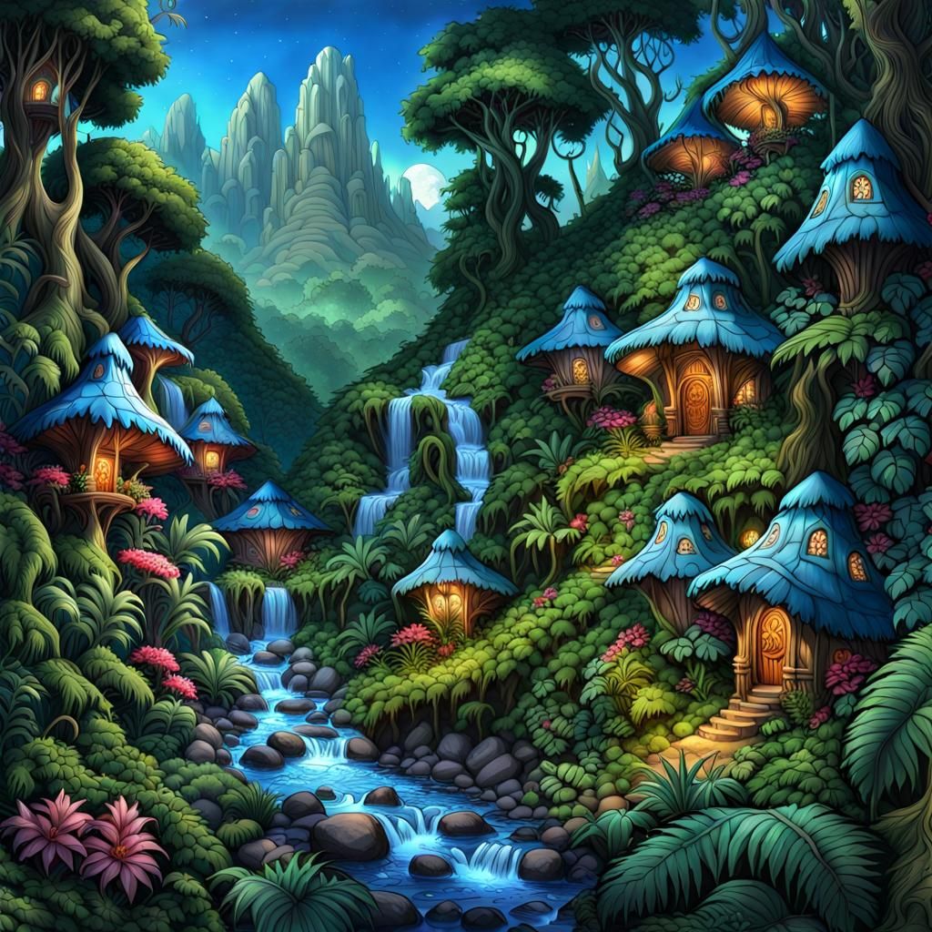 Magical Rainforest Village with Fairy Huts