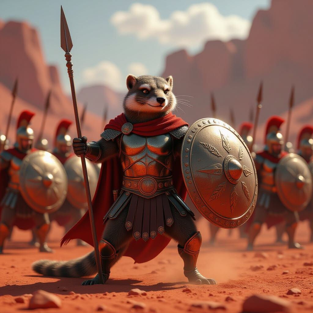 Mongoose Warrior in Grecian Armor on Desert