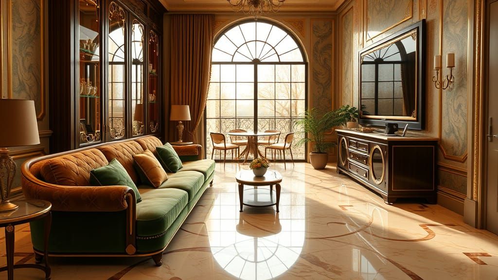 Elegant Home Coffee Lounge in Art Nouveau Style