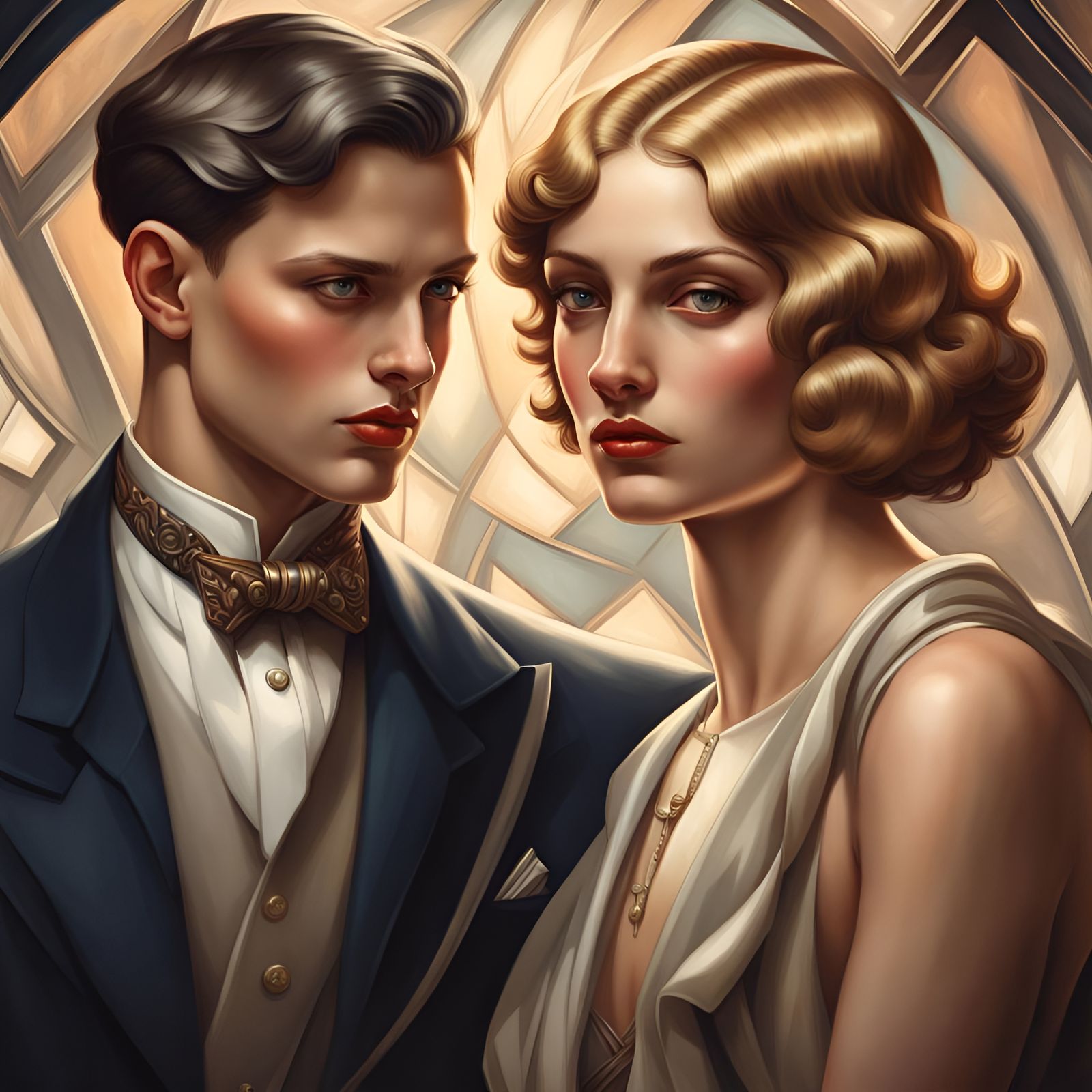 Art Deco Couple Portrait in 1920s Style