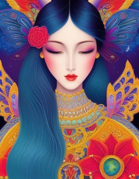 Magical Woman Illustration in Vivid Colors