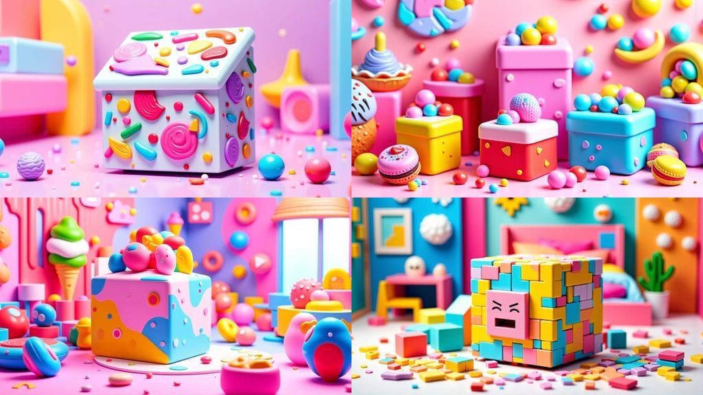 Surreal Food Block Cube Storage in Funky Color Scheme