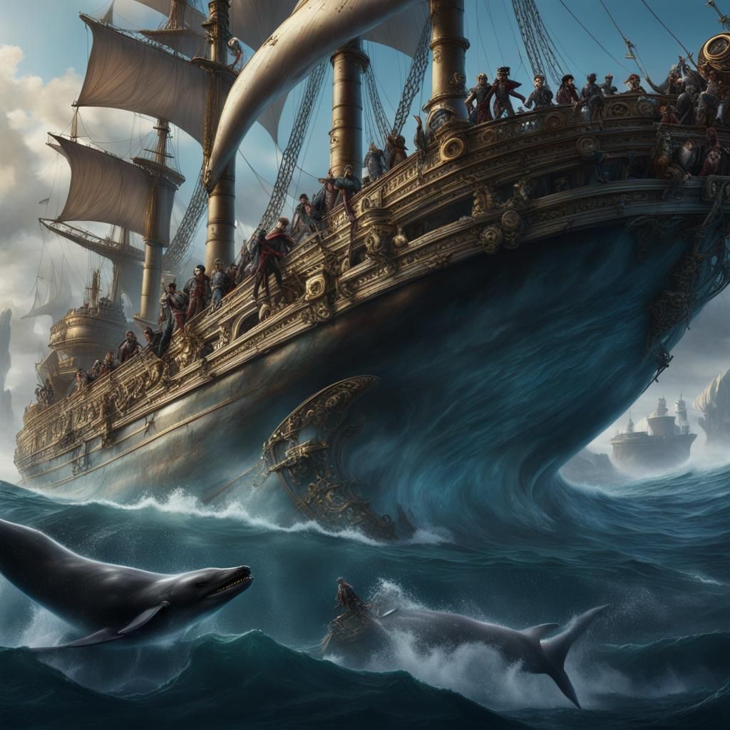 Michael Jackson Pirate Ship Whale Fantasy Art