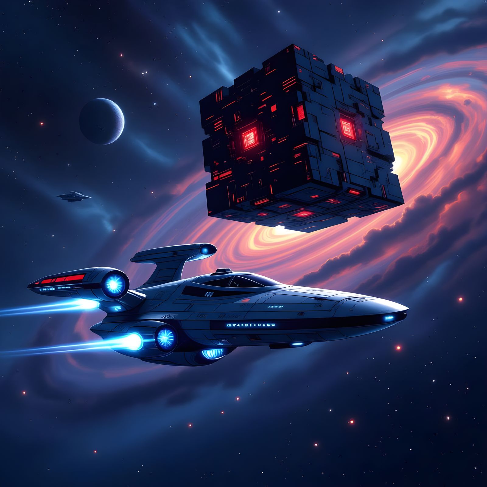 Star Trek Ship Battles a Borg Cube