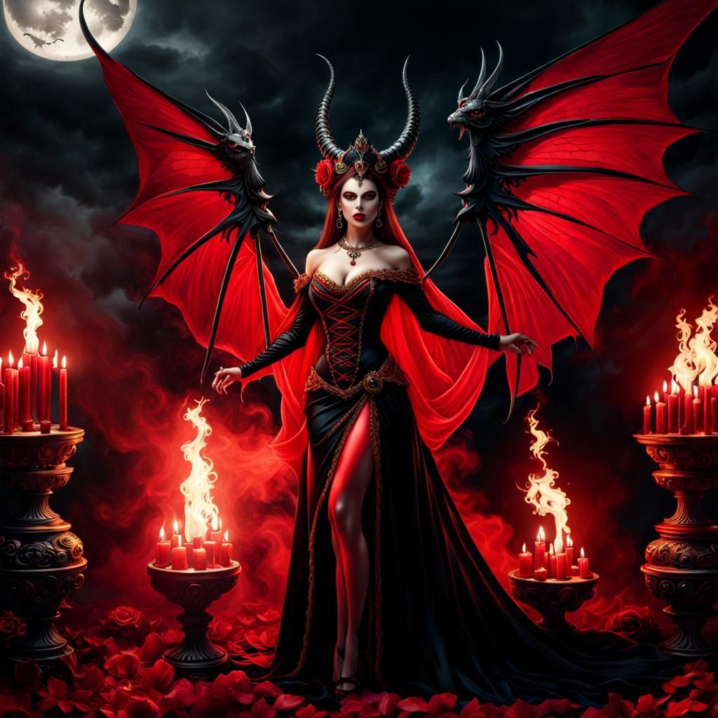 Demon Bride Tarot Card in Dark Fairytale Style