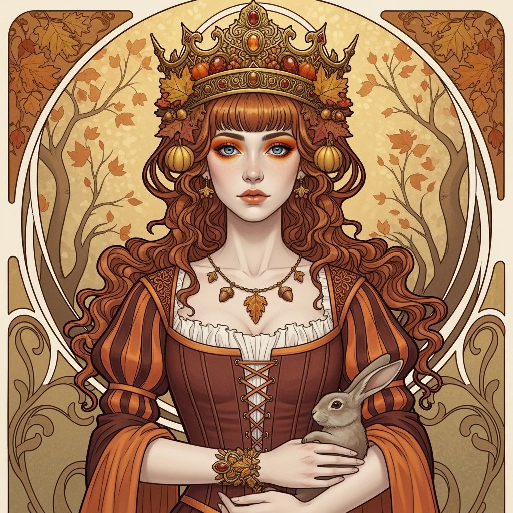 Autumn Priestess in Art Nouveau Style
