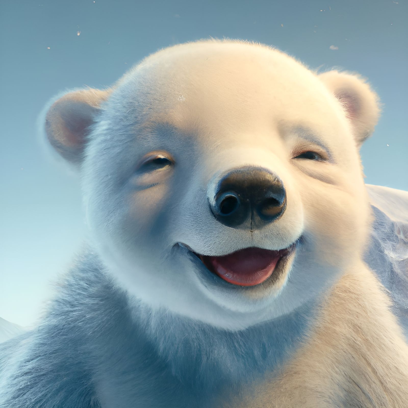Adorable Polar Bear in Snow, 3D Rendered Art