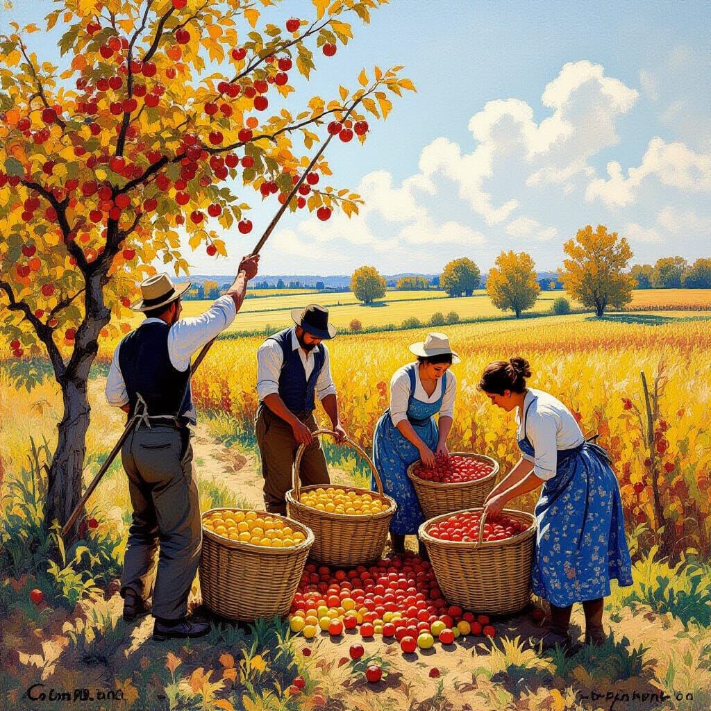 Laborers Autumn Harvesting