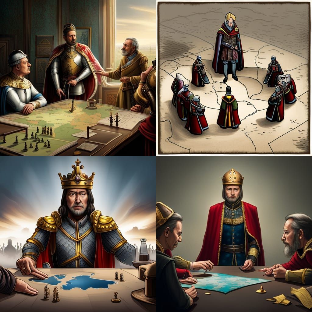 King Planning War Strategy With Generals
