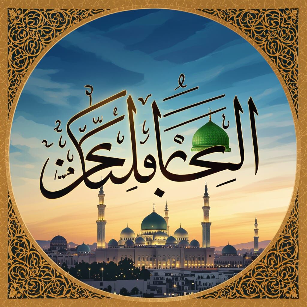 Golden Arabic Calligraphy 'محمد' in Thuluth Script