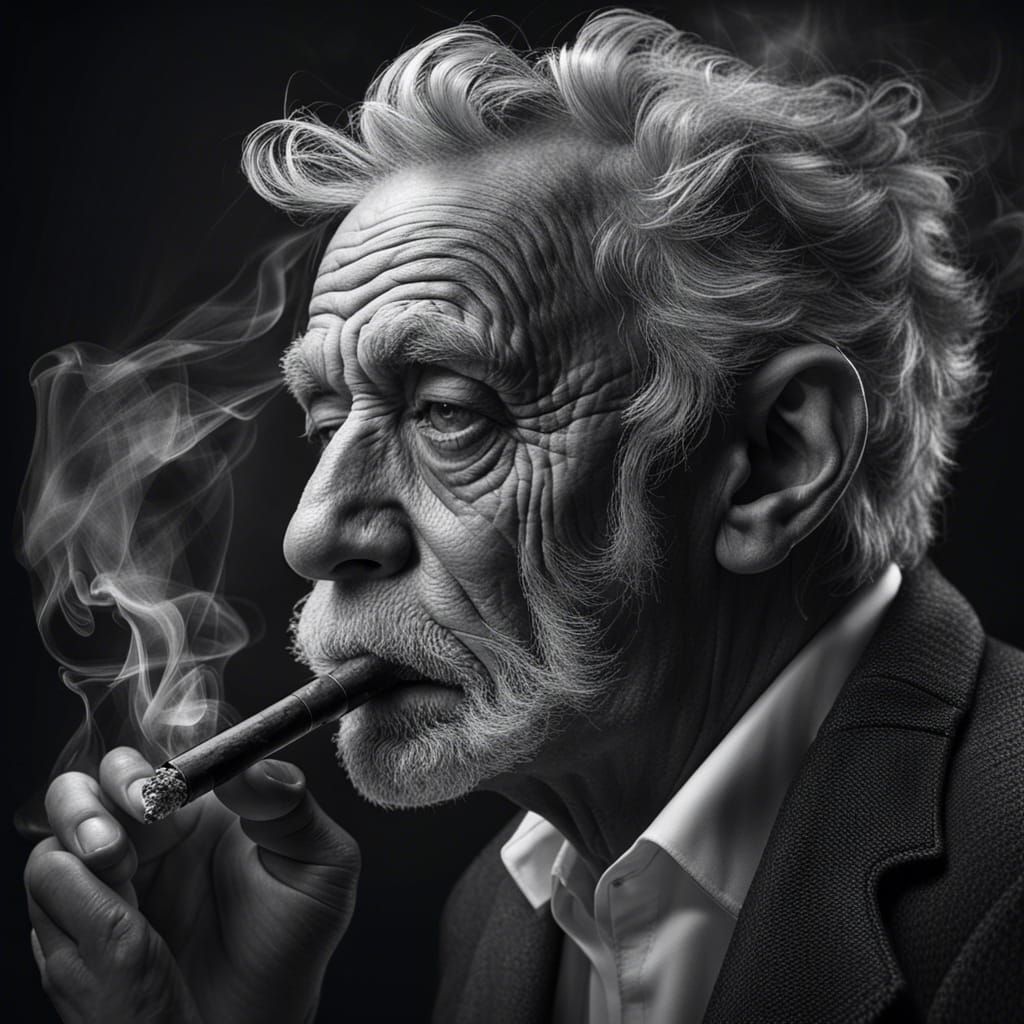 Photorealistic Portrait of Old Man with Cigar