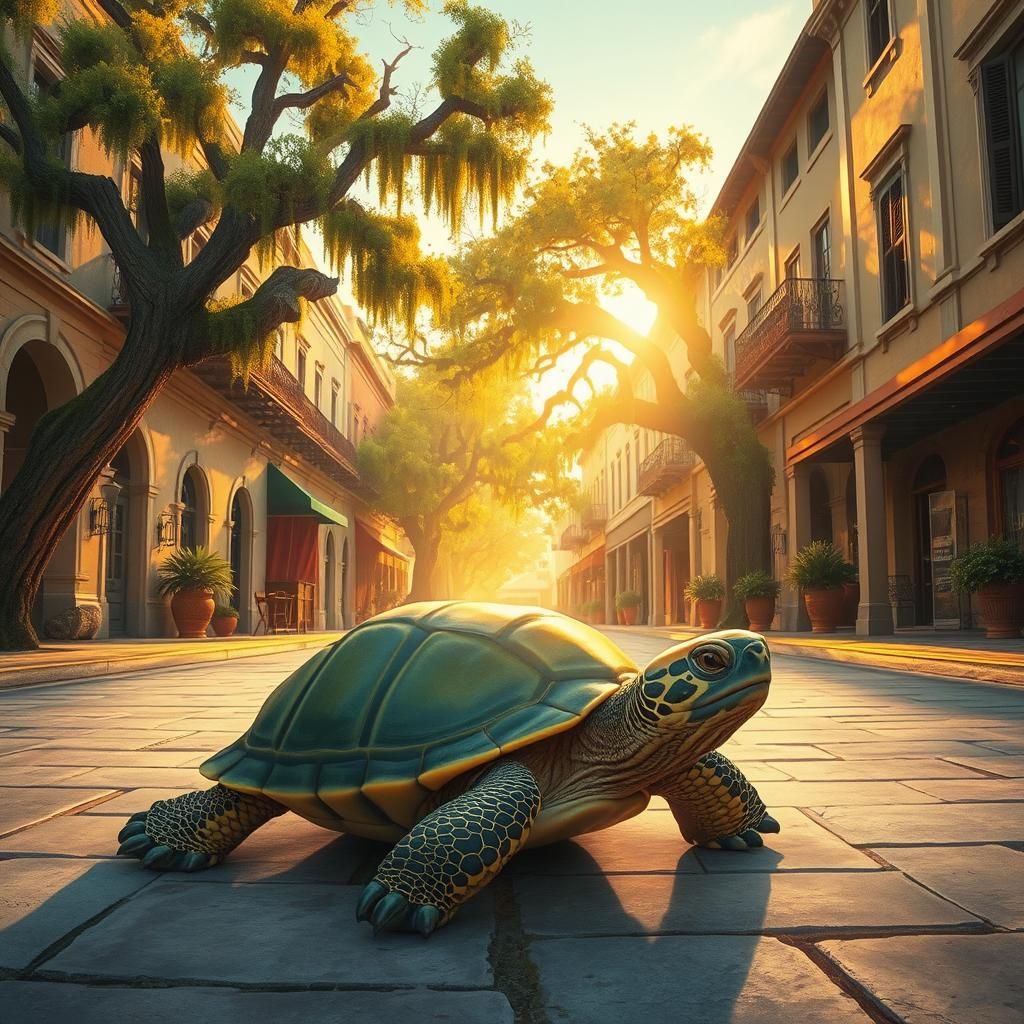 Turtle in Historic Saint Augustine with Golden Light