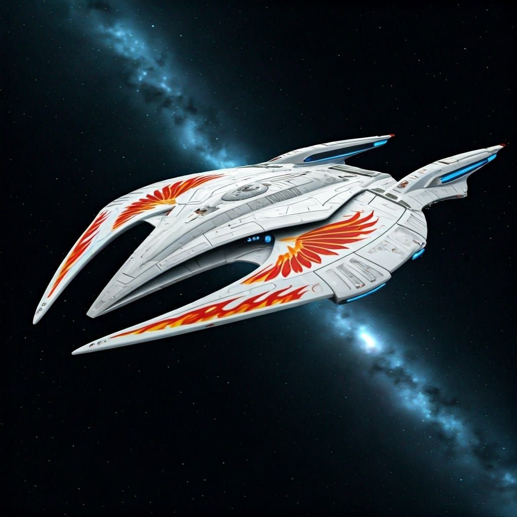 Sleek Romulan Starship with Avian Design in Futuristic Style