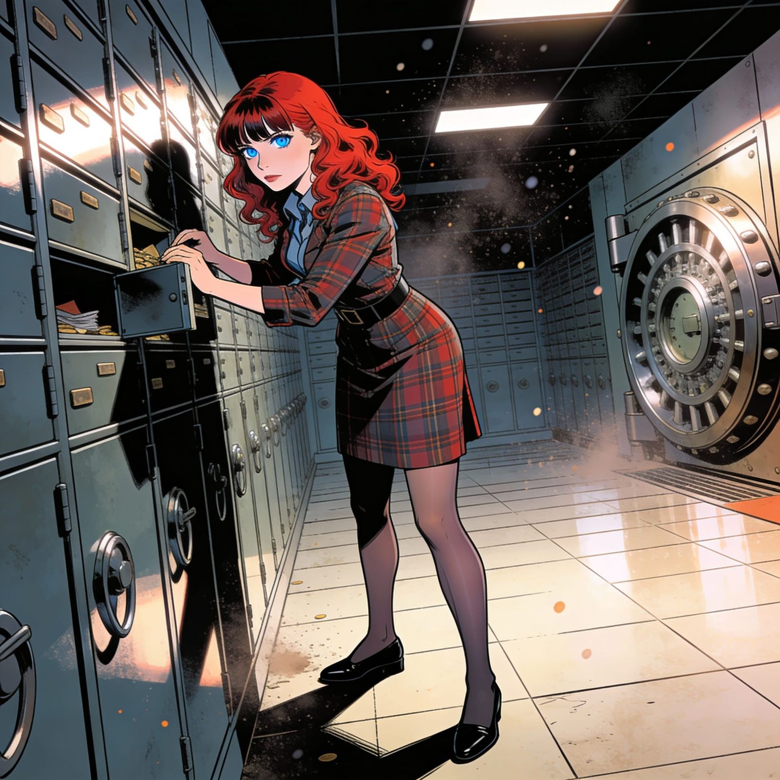 Red-Haired Detective Investigates Empty Bank Vault