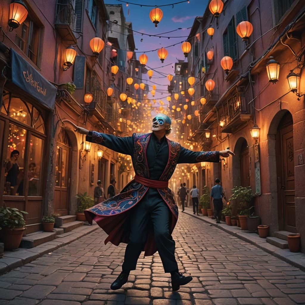 Mystical Alleyway Dance in Surreal Digital Art