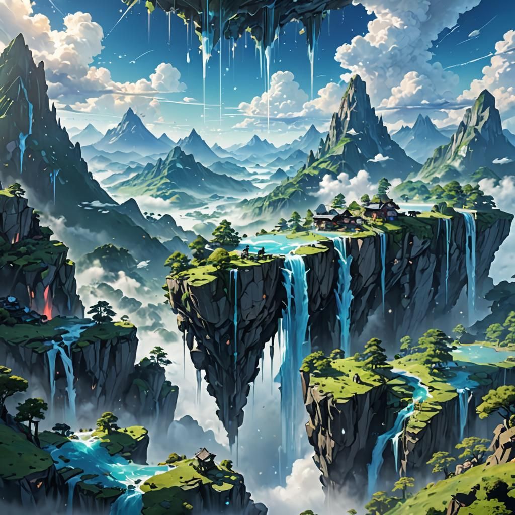Ethereal Anime Landscape in the Sky