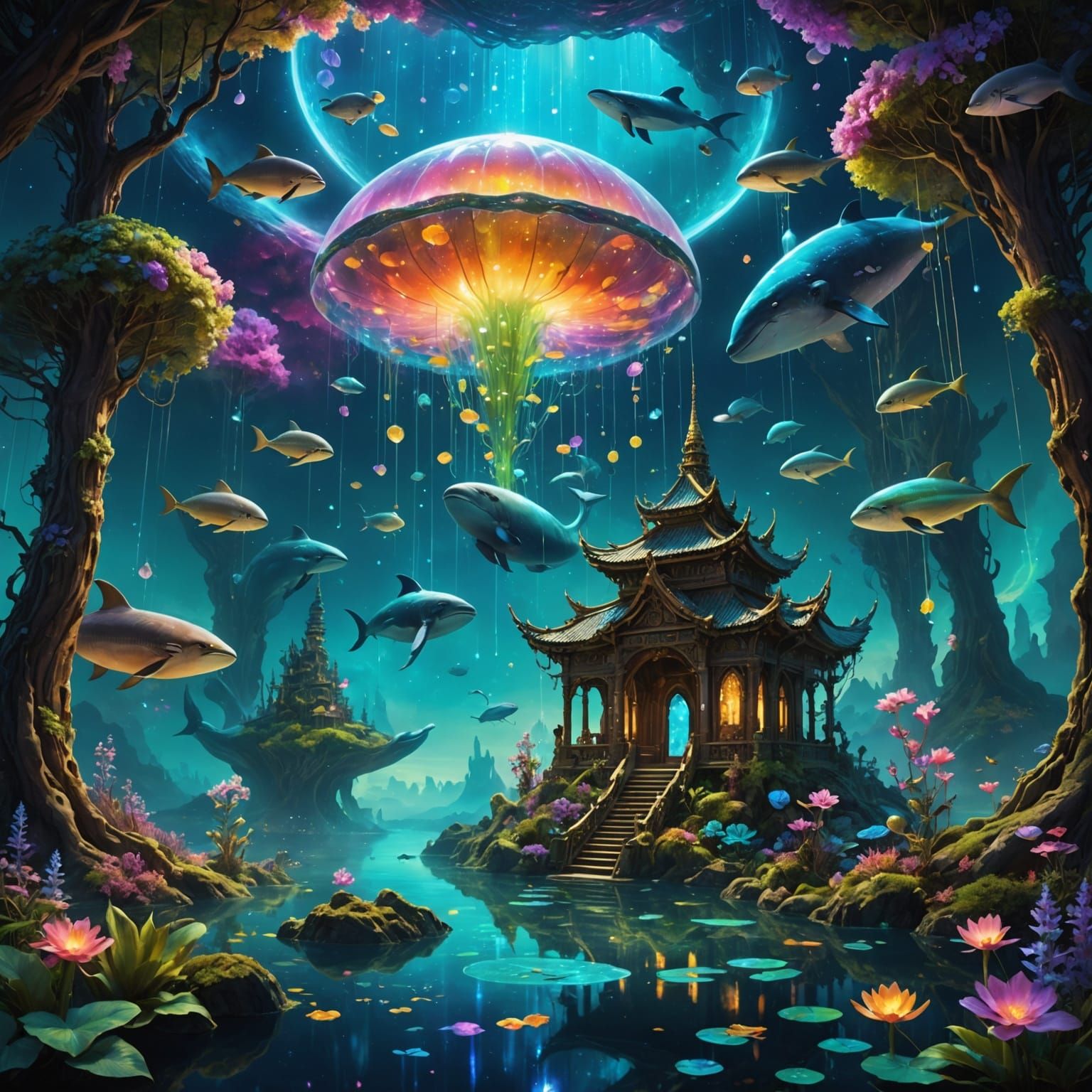 Enchanted Nebula Haven in Radiant Colors