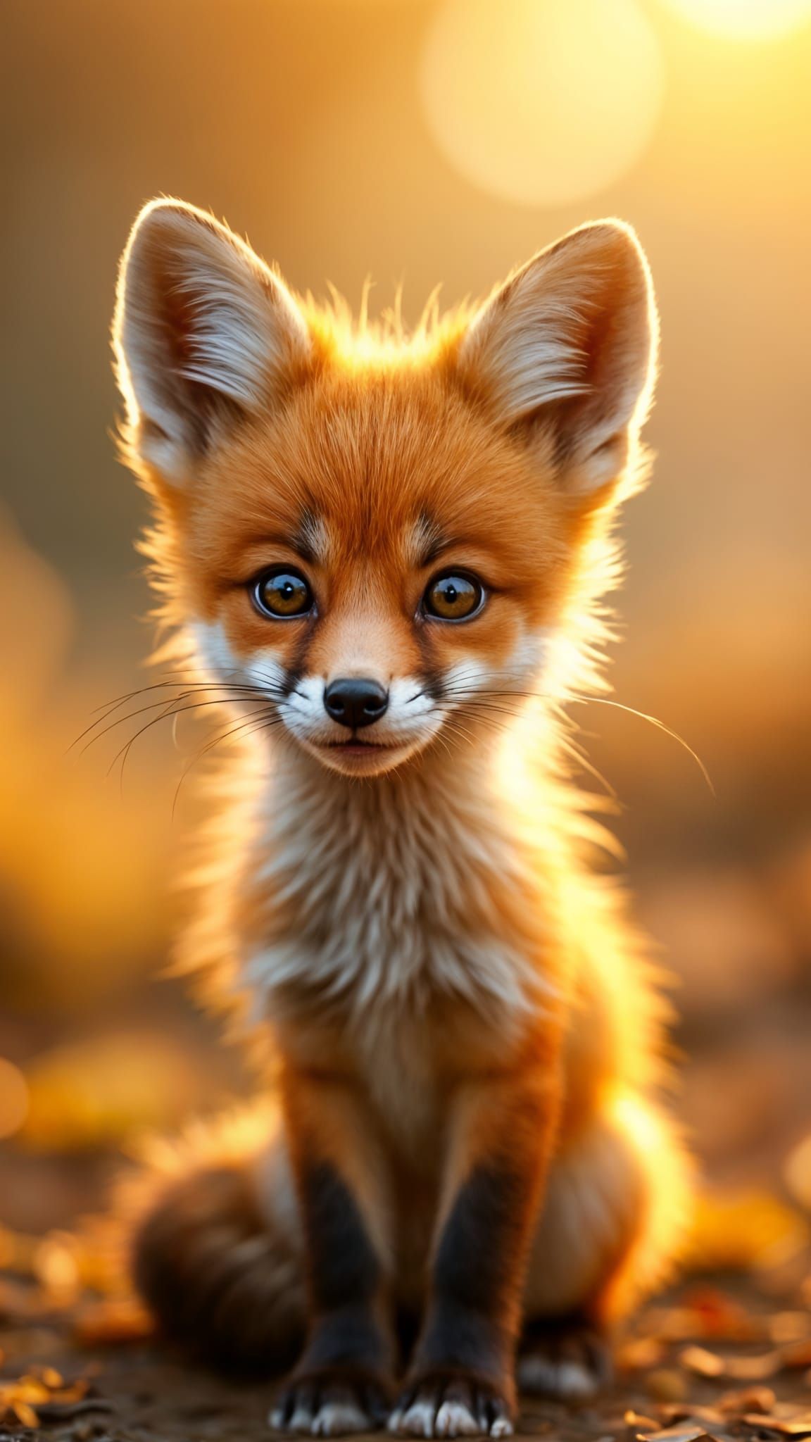 Dreamy Baby Fox Pup in Warm Sunlight