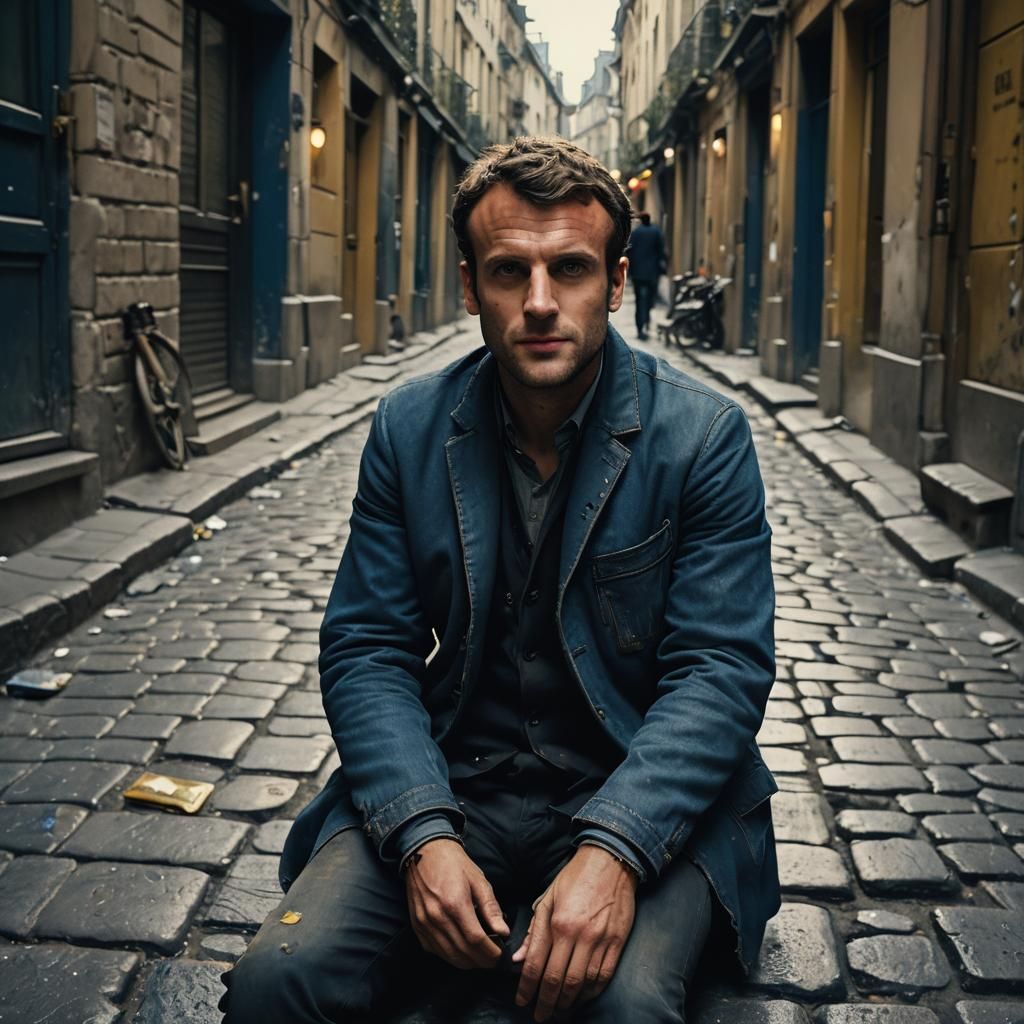 Homeless Man in Paris: Cinematic Film Still