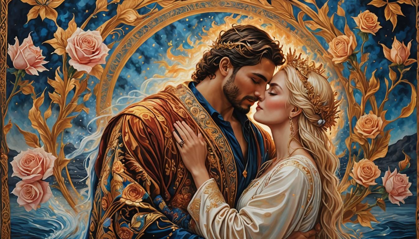 Beautiful passionate young blonde woman and handsome passionate young Libyan man