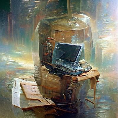 Computer as Oil Painting by James Gurney