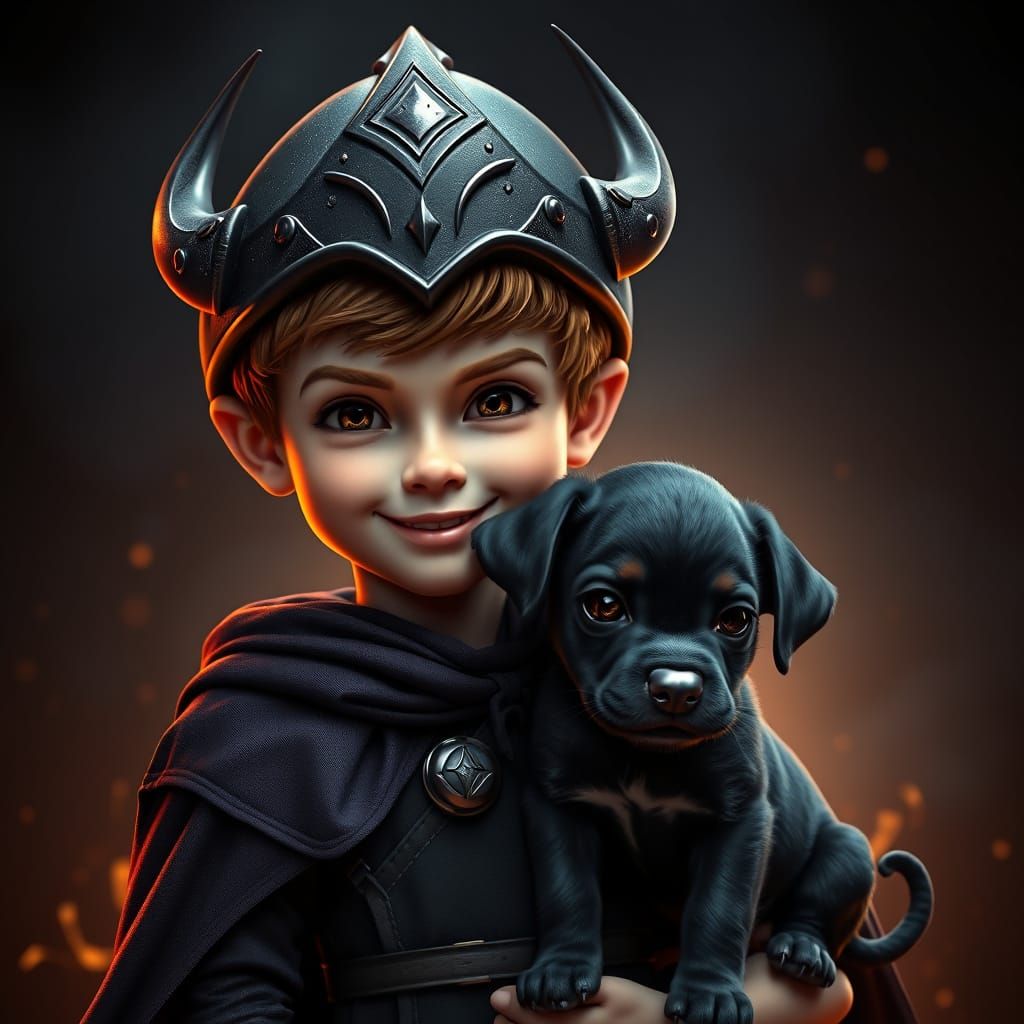 Mischievous Prince Hades with Faithful Three-Headed Puppy