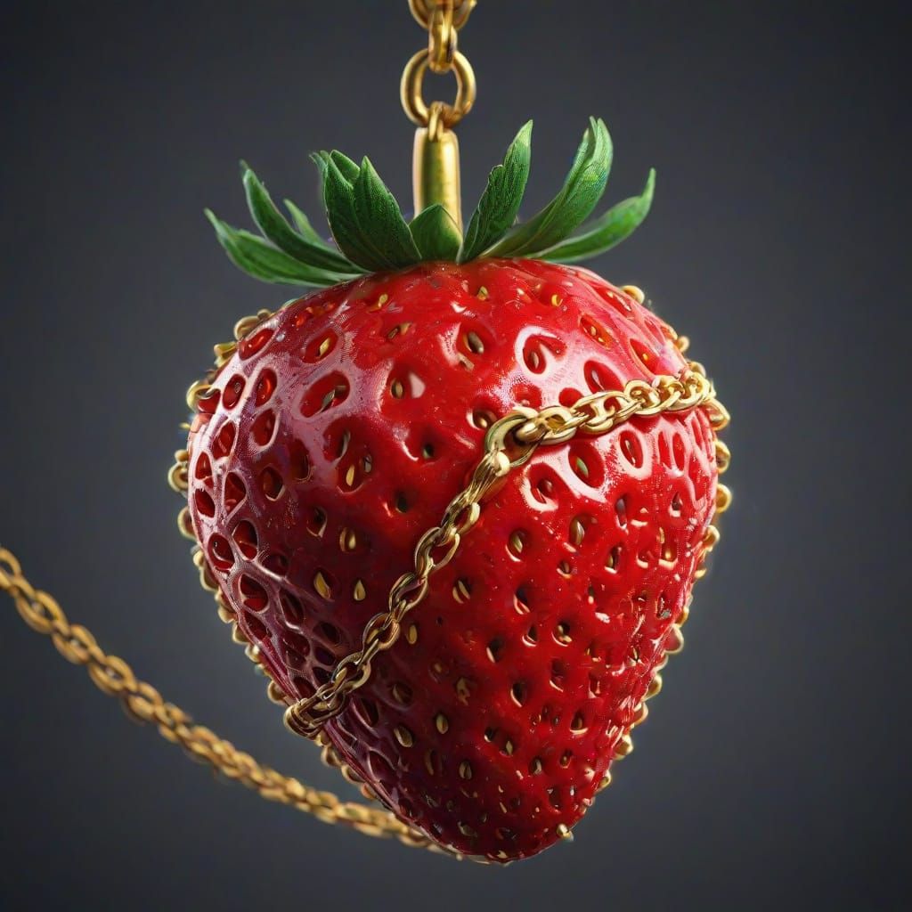 Gangster Strawberry with Gold Chain in Pop Art
