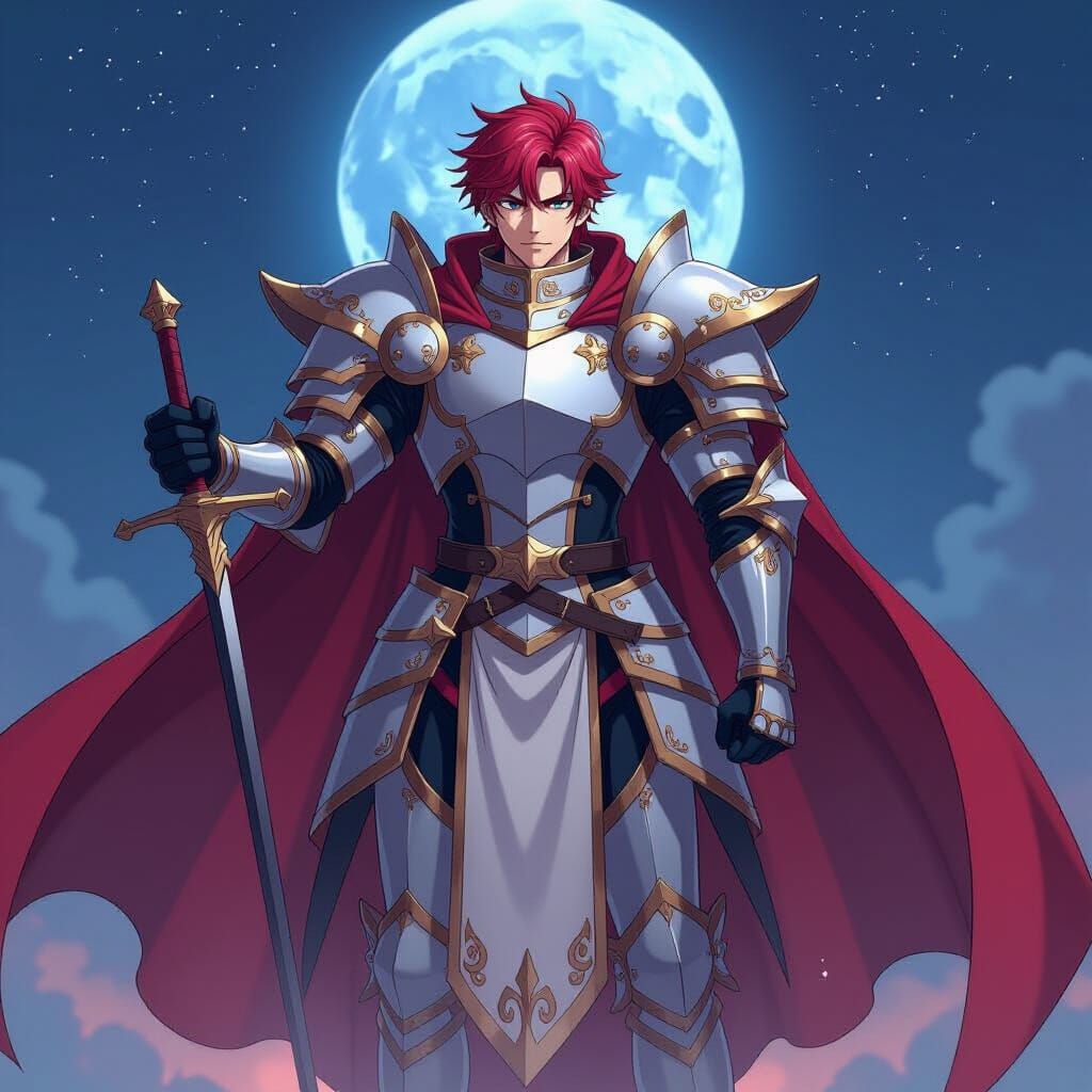 Anime Celestial Knight in Cel-Shaded Style