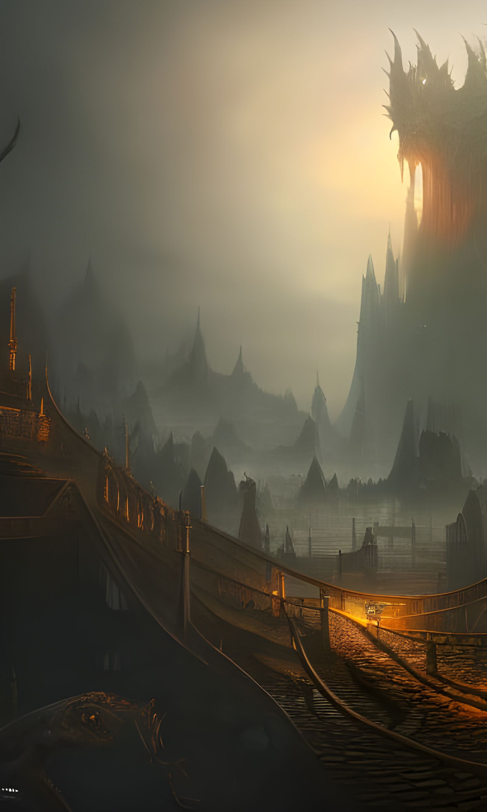 Fantastical Darkling Landscape in Detailed Matte Painting