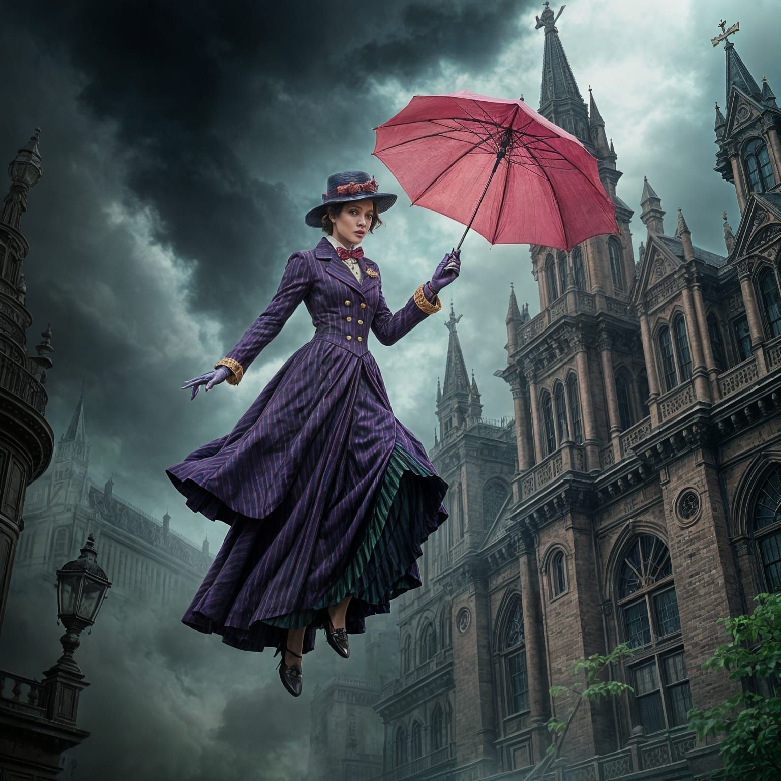 Steampunk Mary Poppins Takes Flight Over Dark Academic Lands...