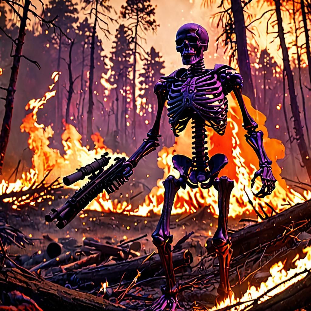 Flaming Skeleton Soldier in Fiery Apocalypse