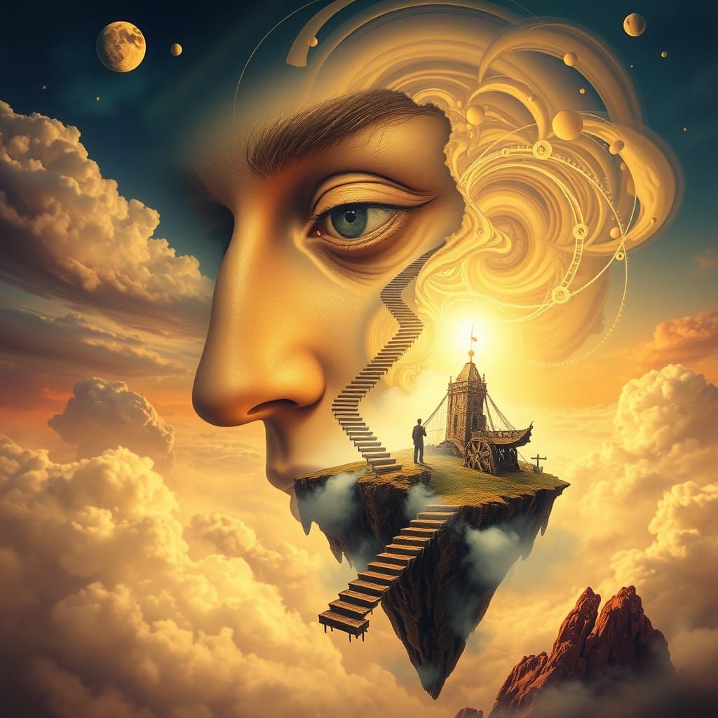 Melting Face Dreamscape: Surrealist Digital Art