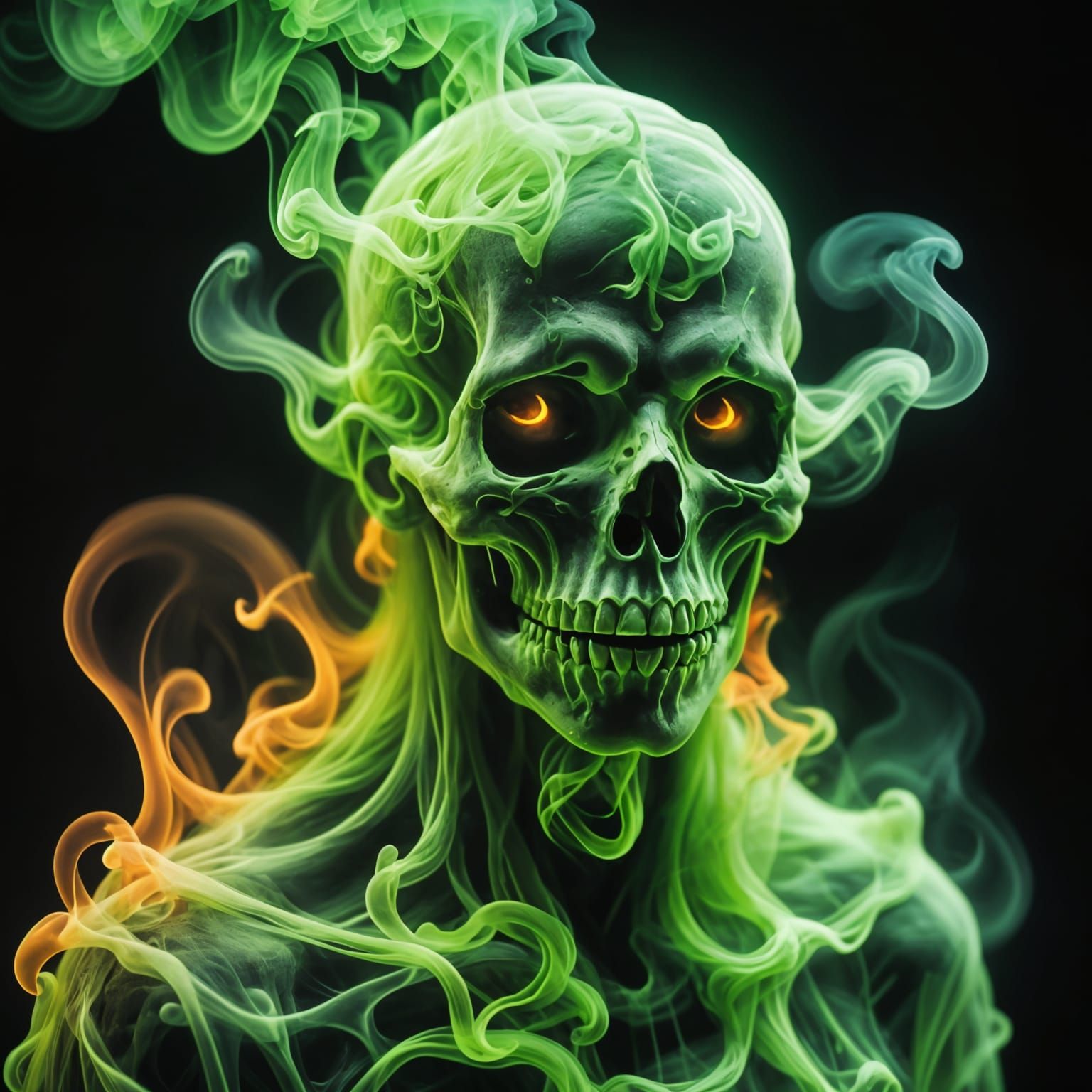 Ethereal Ghost Portrait in Neon Smoke