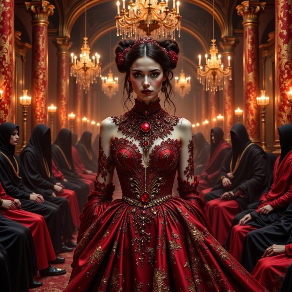 Crimson Vampire Ceremony in Baroque Gothic Style