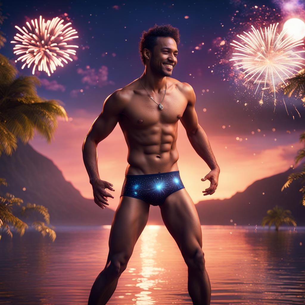 Handsome Men Dance Under the Moon in Fantasy Art