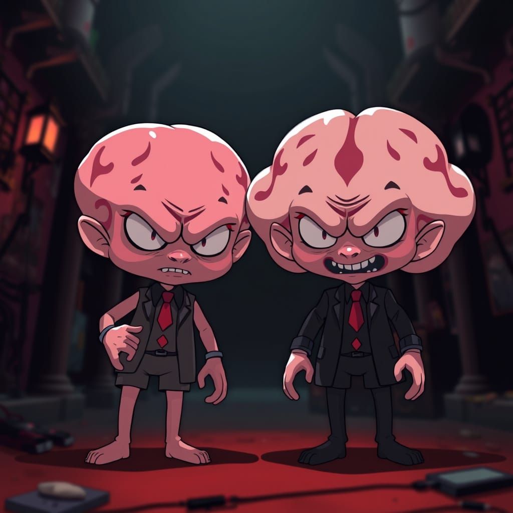 Dramatic Anime-Inspired Scene of Pinky and the Brain