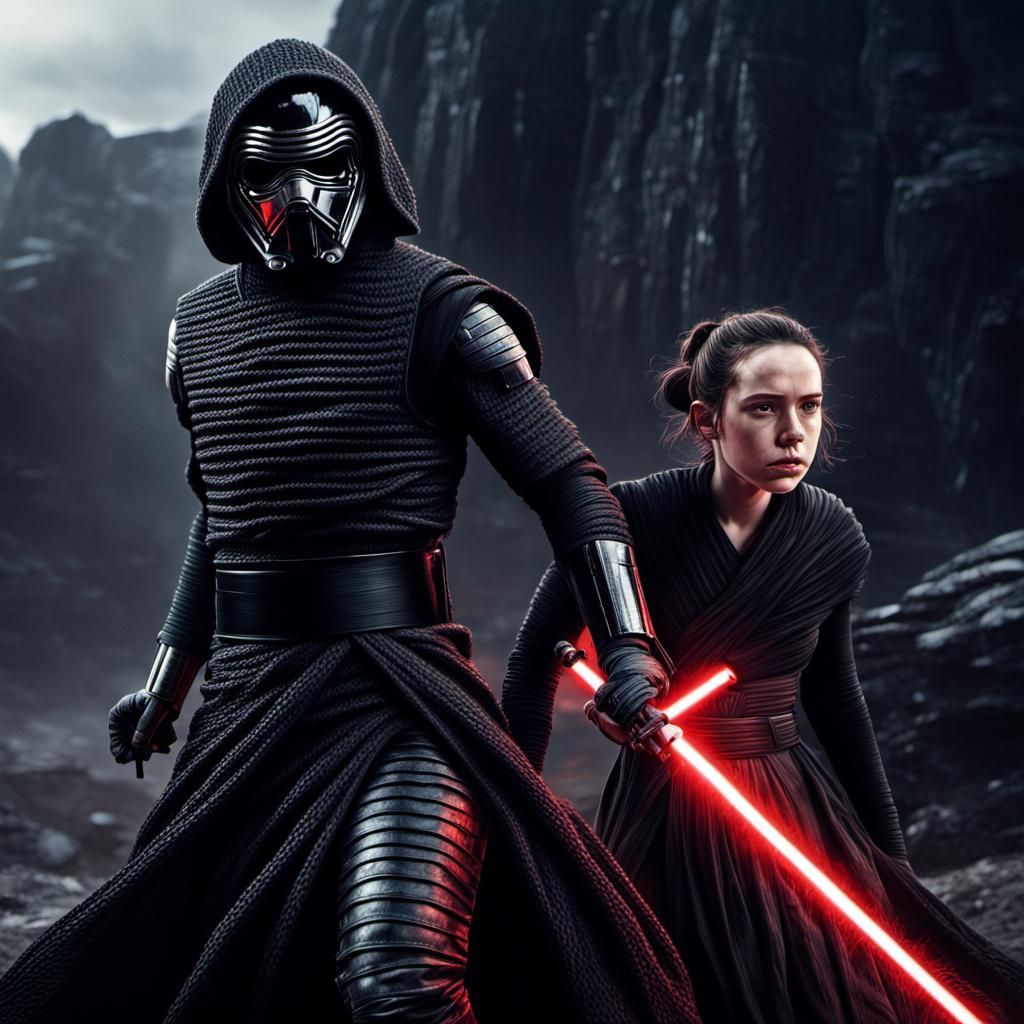 Hyperrealistic Star Wars: Kylo Ren and Rey Skywalker