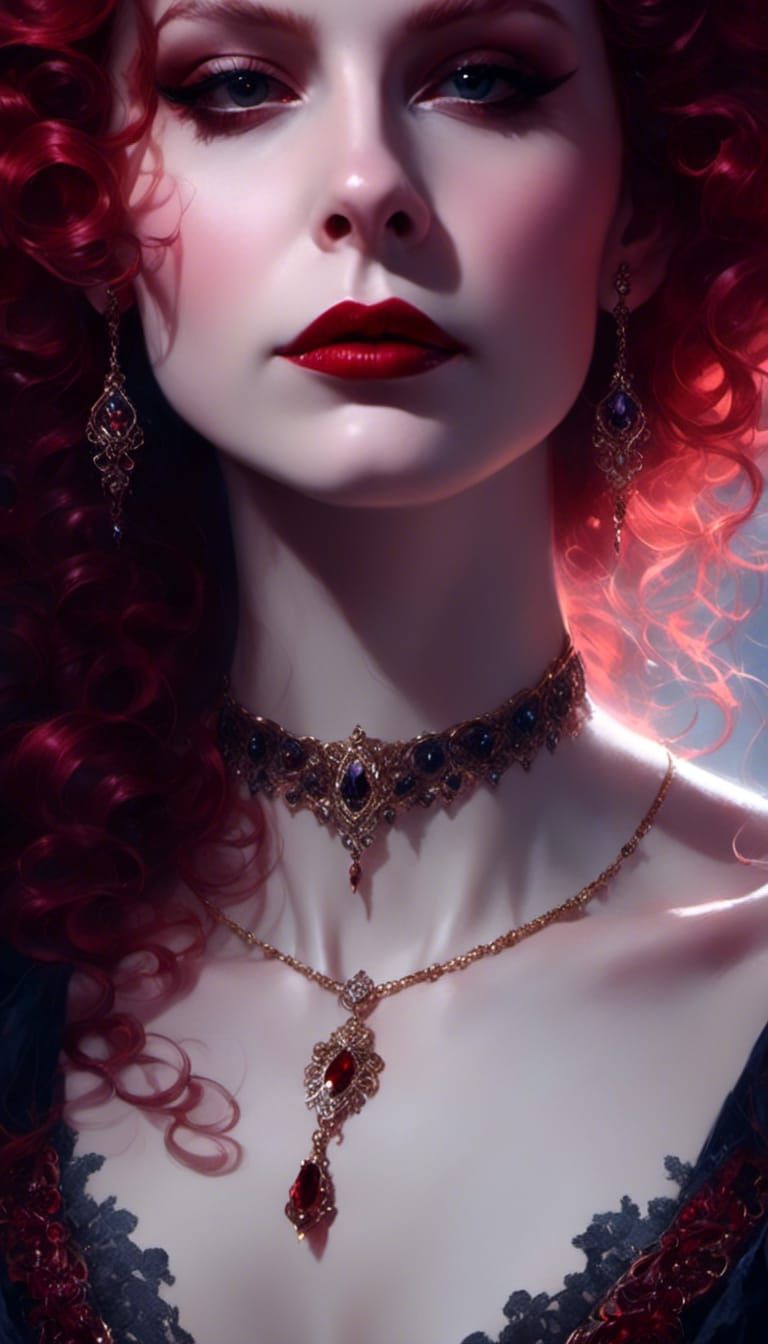 Victorian Vampire Mina Harker Portrait in Hyperrealism