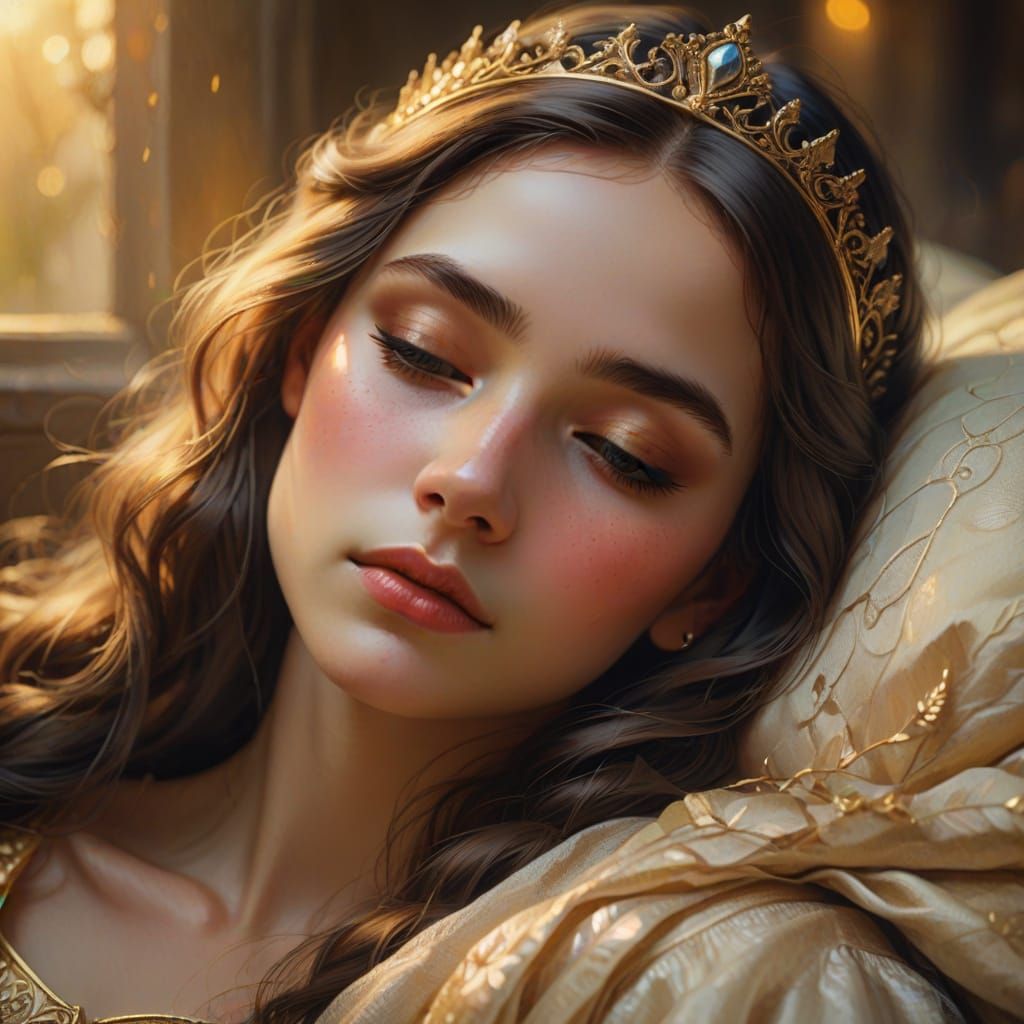 Ethereal Princess in Golden Haze