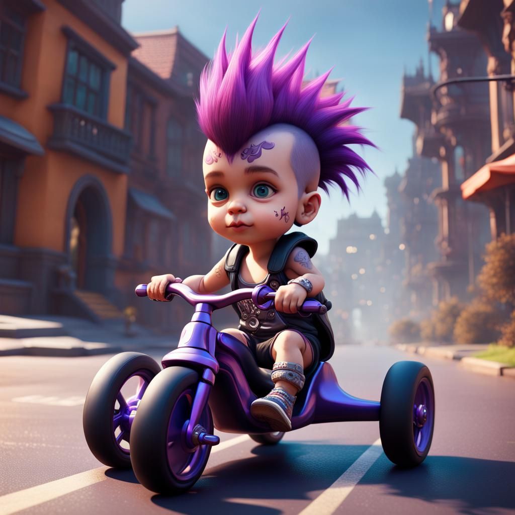 Toddler with Purple Mohawk: Fantasy Concept Art