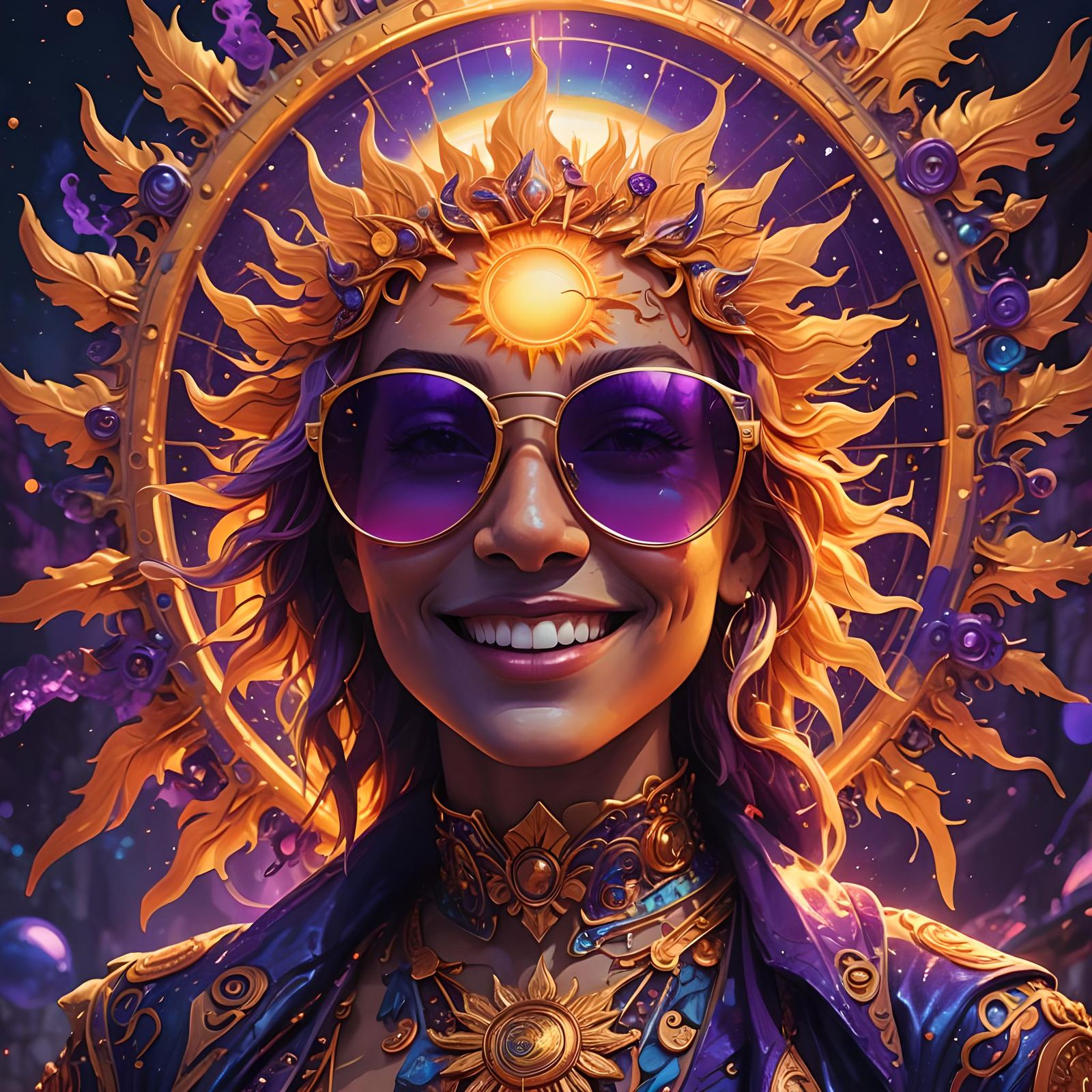 Smiling Sun with Sunglasses in Detailed Concept Art